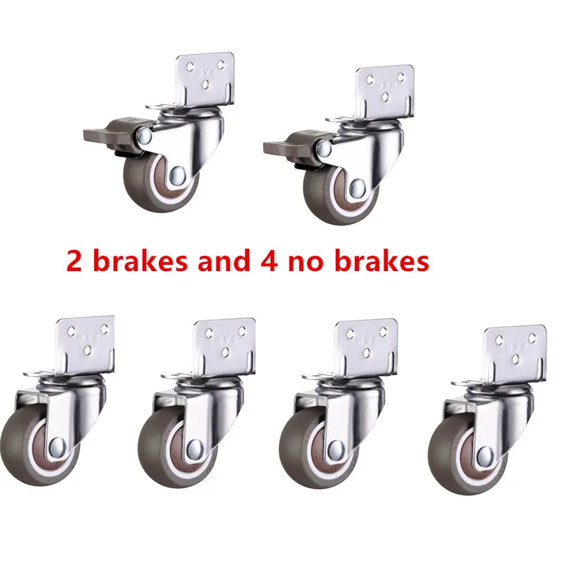 6pcs Furniture Casters Wheels Soft Rubber Swivel Caster Quite Roller Wheels For Trolley Baby
