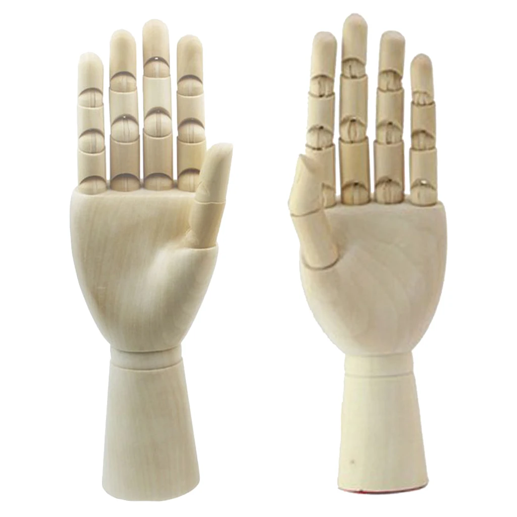 1 Pair Handcrafts 18cm Wooden Mannequin Hand Children Left Right Hand Model Sketching Drawing Hand Household items