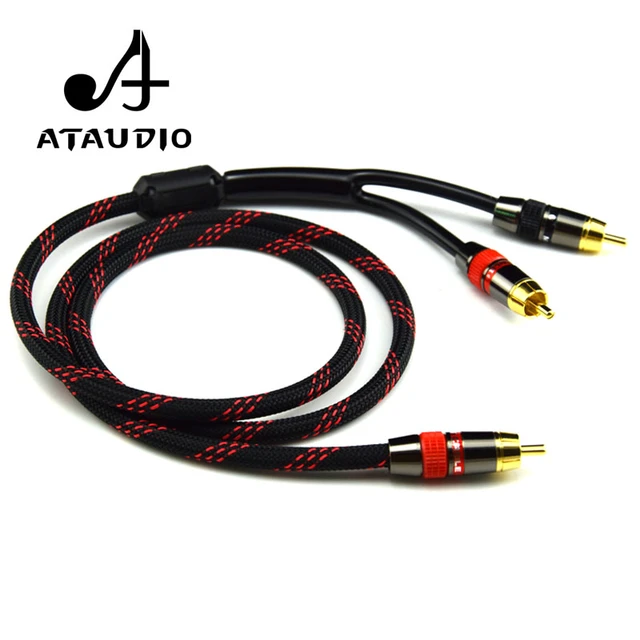 ATAUDIO-cable de audio HIFI de un solo RCA a RCA Dual, Cable de