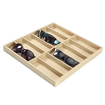 

Sunglasses Box Eyewear Organizer Display Case Collector Eyeglass Box Sunglasses Storage Box 12 Grid Jute