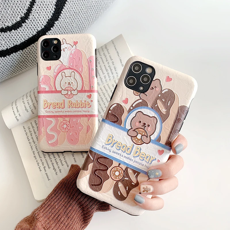 Чехлы для телефонов для iPhone 11Pro Max 11 Pro, милое печенье, медведь, полное покрытие для iPhone X XS, 6, 6 S, 7, 8, 11 Plus, мягкие силиконовые чехлы