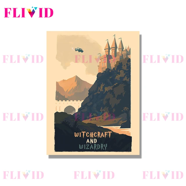Famous Movie Witchcraft School Cartoon Scenery Nordic Poster Wall Art Canvas Painting Wall Pictures For Living Room Unframed G