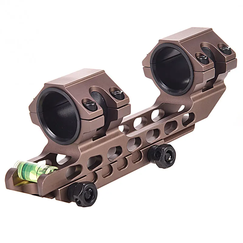 Tan One Piece Picatinny Scope Mounts 25.4mm/30mm Double Rings Hunting Scope Adapter Fits 20mm Weaver Picatinny With Bubble Level rifle scope mount rifle scope mount ring scope mount adapter picatinny rail accessories rail adapter scope bubble level