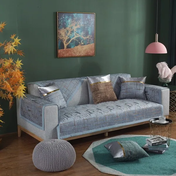 1Piece chenille nordic minimalist combination sofa cushion living room decoration jacquard anti-slip cushion cover sofa towel - Цвет: 3