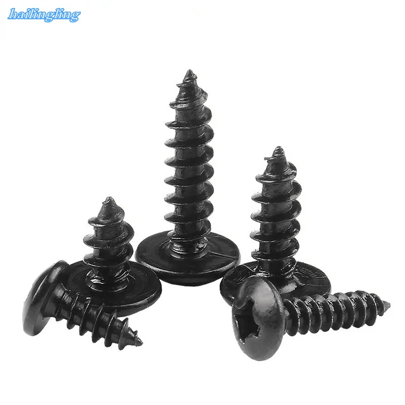 

25 /50pcs m3 m4 m5*L steel with black Phillips Truss Head Cross Recessed Mushroom Head Self Tapping Screws