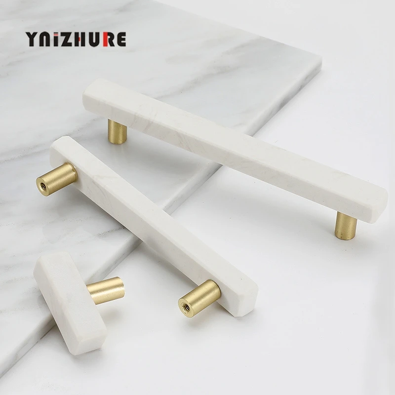 Мраморные дверные ручки и для мебели шкафа кухонного из цинкового сплава комода