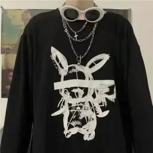Террор стиль Harajuku футболка Pokemon уличная Мужская Осенняя аминовая футболка Повседневная мультяшная свободная японская футболка с длинным рукавом для мальчиков - Color: 1