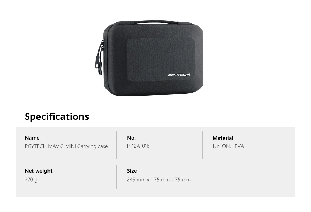 PGYTECH для DJI Mavic мини чехол для переноски сумка для хранения для dji Mavic Мини Портативная посылка сумка Аксессуары для дрона