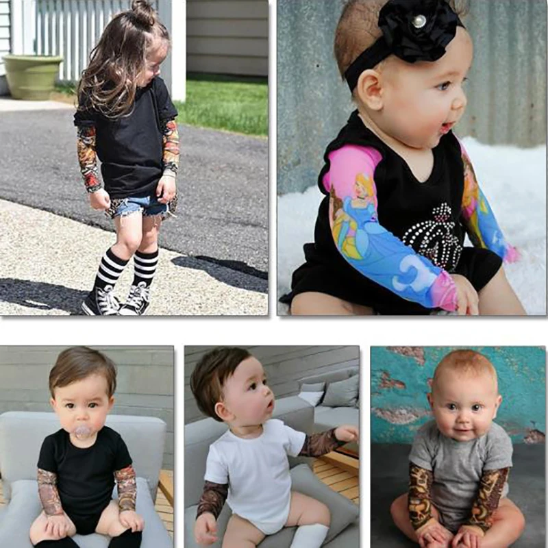 Новая детская 1 пара тату рукава тату Мультяшные рукава нарукавники наборы солнцезащитных дышащих шелковых татуировок