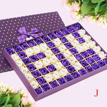 ולנטיין של יום DIY סבון פרח מתנה עלה תיבת זר חתונת בית פסטיבל מתנה 77PCS ורדים פרחים(China)