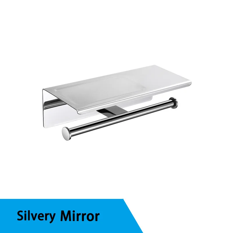 Silvery Chrome Держатель для туалетной бумаги с двойным кольцом, большая верхняя полка, черный и матовый золотой и хромированный держатель для туалетной бумаги из нержавеющей стали - Цвет: Silvery Chrome