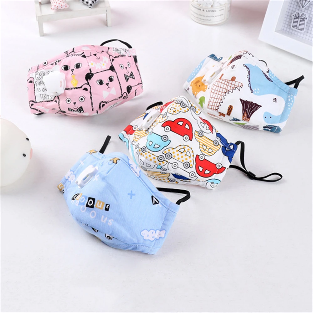 

YELITE Child Cotton Mouth Masks Ffp3 With Valve Activated Carbon Filter PM2.5 Anti Pollution Masks Adjustable Washable Reusable