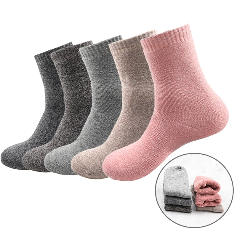 

Solid Women Socks Cotton Simple Winter Wool Thick Warm Breathable Elastic Force Mid Socks For Female Autumn Winter Women Socks