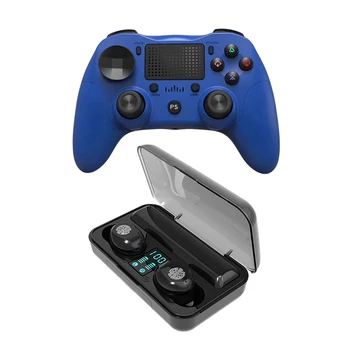 

1 Pcs Bluetooth Wireless Game Controller With Press Panel(Blue) & 1 Set Bluetooth 5.0 TWS Sport Waterproof Headset