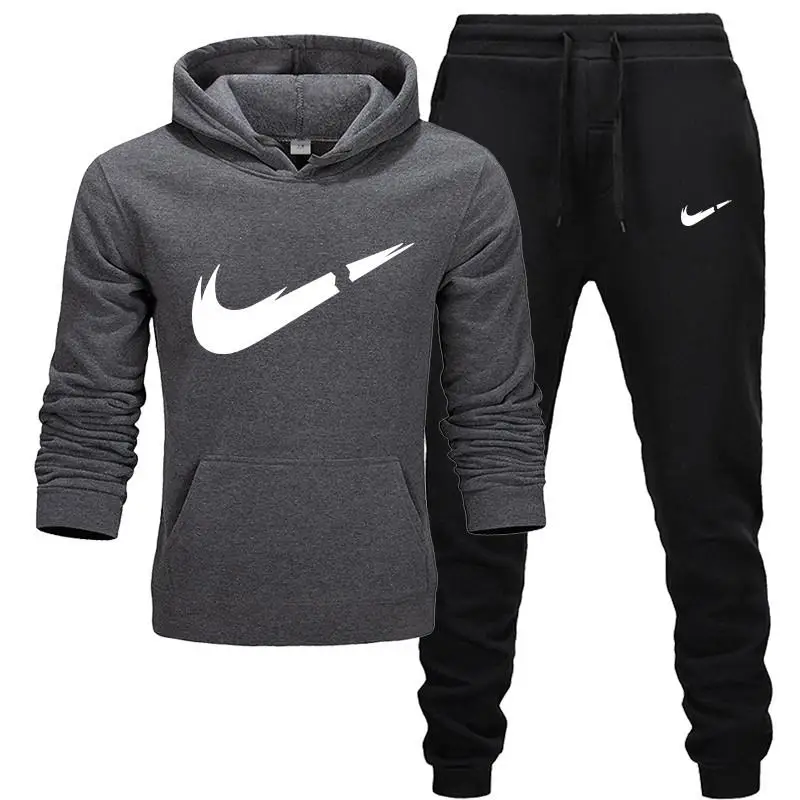 

2019 Mode Mnner Hoodies Anzge Marke Trainingsanzug Mnner Sweatshirts + Jogginghose Herbst Winter Fleece Mit Kapuze Pullover