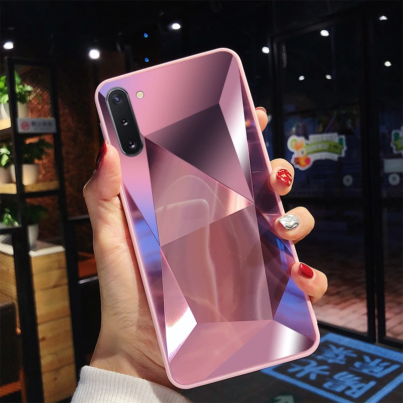 Алмазный 3D зеркало телефона чехол s для samsung Galaxy S10 S10E S9 S8 Plus Note 10 Pro 9 Mate 8 крышка для A10 A10S A20 A30 A40 A50 A70 чехол - Цвет: Розовый