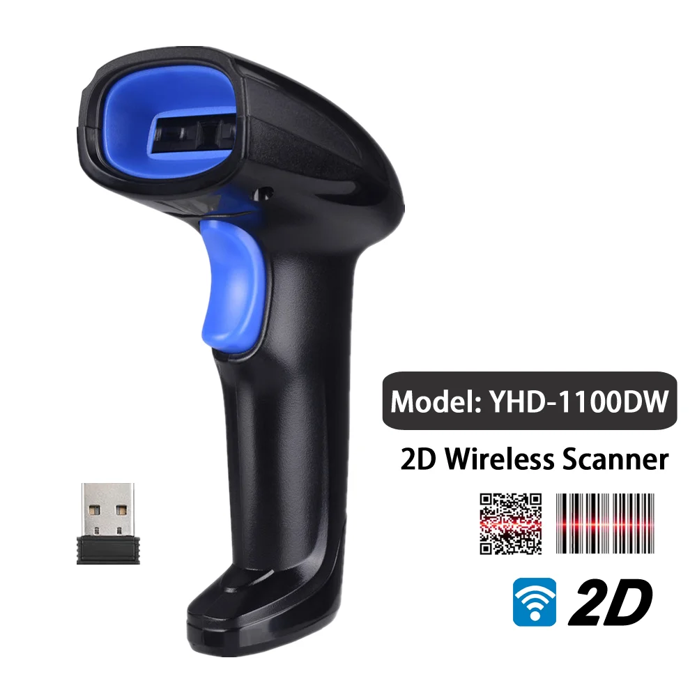 Yhdaa Wireless Barcode Scanner 1d 2d Qr Bar Code Reader 2.4g Usb 2in1