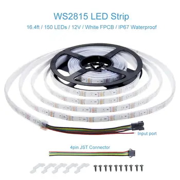 

WS2815 WS2812B 12V RGB Addressable LED Strip Light 12V WS2813 Programmable Digital LED Pixel Light Strip 16.4ft/5m 150 LED jk779