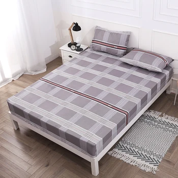 

2019 New Polyester Mattress Protector Soft Bed Fitted Sheet with Elastic Band Bed Linen King Queen Size