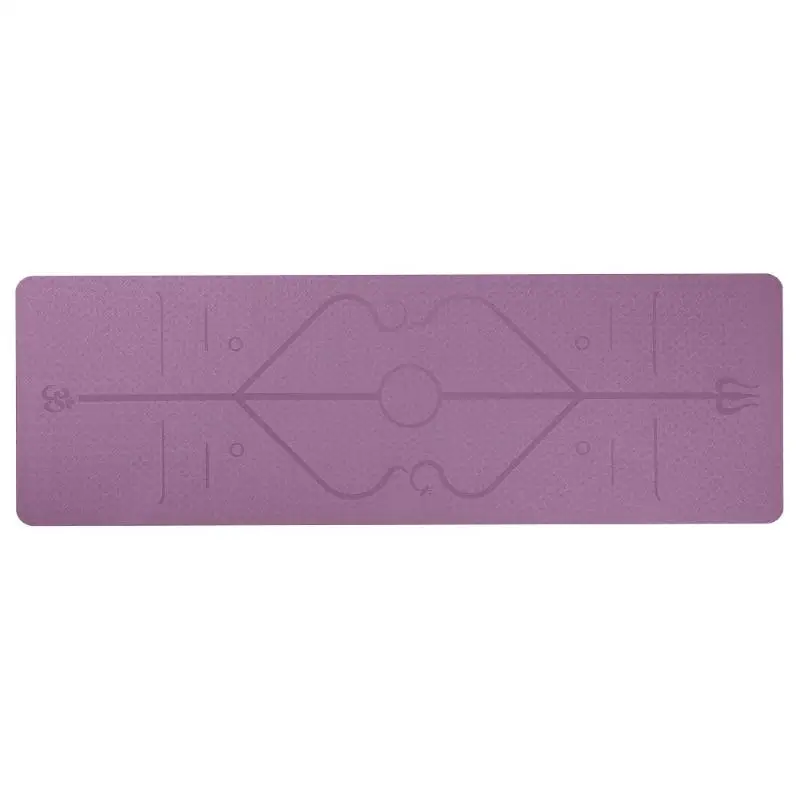 Прочная Циновка для йоги Многофункциональный дышащий TPE фитнес йога коврик Безвкусный противоскользящие Спортивные щитки w/позиция линии - Цвет: Purple with Line