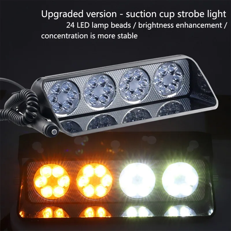 1PCS DC 12V Car LED Light Police Strobe Light Dash Emergency Suction cup Warning Flashing Fog Lights