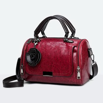 

Women Handbags Fashion Black Female Messenger Bag Retro Oil Wax Leather Portable Handbags Wild Shoulder Crossbody Bag Femme Flap