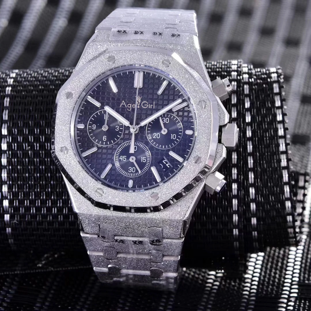 

Luxury Brand New Men Watch Chronograph Sapphire Stainless Steel Silver Matte Crystal Stopwatch Luminous Black Blue Grey Limited