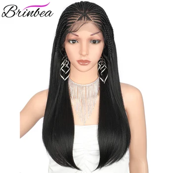 

Brinbea 13X5" Braided Lace Front Braided Wigs For Women With Baby Hair Cornrow Lightweight Pre Box Braided Synthetic Hair Wigs