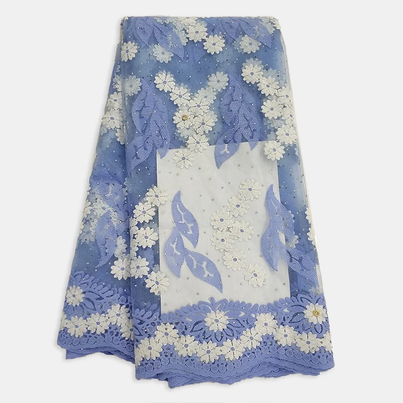 

Latest Fashion African Lace Fabric Rhinestone Flower Embroidery Net Lace Sewing Women Dress Designer Nigerian Tulle Laces Fabric
