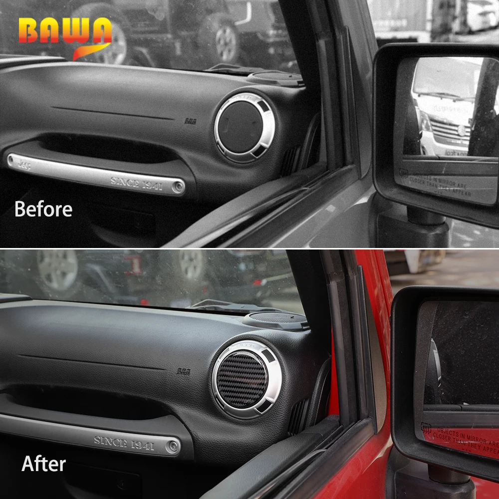 BAWA приборной панели автомобиля кондиционер на выходе стикер s для Jeep Wrangler JK JL 2007- углеродное волокно декоративная наклейка