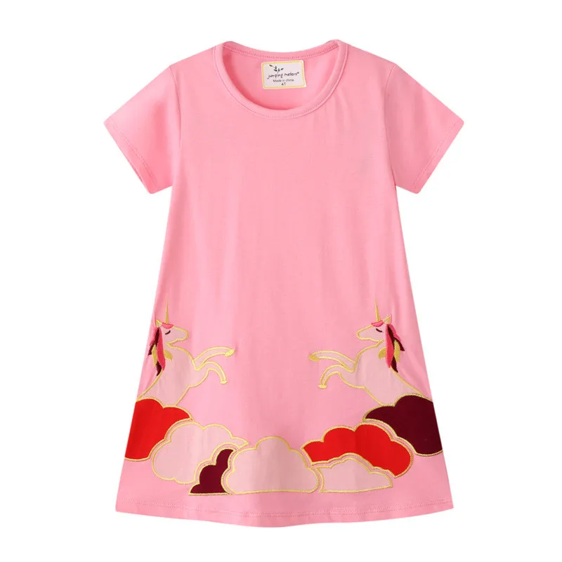 Jumping Meters Children's Cotton Unicorns Princess Girls Dress Summer Animals New Design Kids Dresses | Детская одежда и обувь