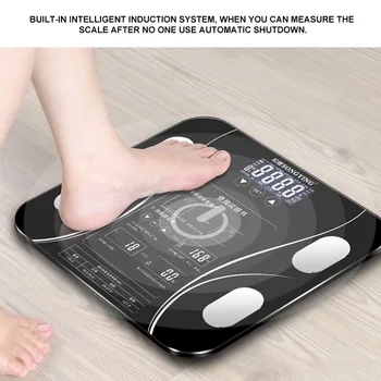 

USB Rechargeable Body Fat Scale 180kg Load-Bearing Automatic Household Tempered Glass Platform Scale Body Scale With LCD Screen