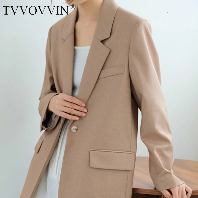 TVVOVVIN, 3 цвета, свободный модный костюм, длинный рукав, отложной воротник, свободное Женское пальто, новинка, весна-осень, корейский стиль, X145