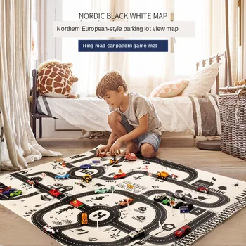 

Baby Play Mat Ring Road Car Pattern Game Mats Foldable Decorative crawling blanket Square Floor Carpet Nordic Baby Room Decor