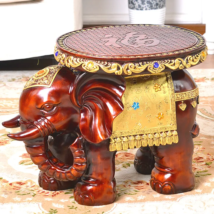 

New Elephant Change Shoe stools Resin Cartoon Children's Stool Carving Fine Craft Ornaments Office Home Decorations Wooden Bench