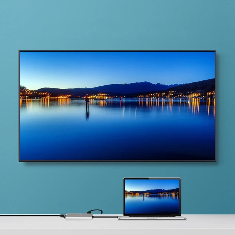  Usbc To Rj45 Lan 4K Hdmi Vga 2Usb 3.0 Sd Card Slot Reader 8 in 1 Type C Dock Adapter Hub for Macboo