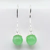 Ladies silver earrings, green jade round beads, 925 sterling silver, jade earrings, long earrings ► Photo 2/6