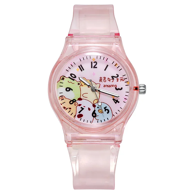 

2020 Cute Children's Cartoon Digital Transparent Watchband New Fashion Small Fresh And Simple Girls Electronic Quartz Watch
