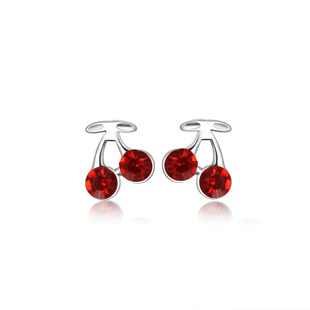 

Korean version fashion fruit plated silver earrings cute girl cherry earrings female