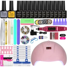 Набор для ногтей на выбор, 6/12 цветов, 36 Вт, СВЕТОДИОДНЫЙ УФ-светильник, Сушилка для ногтей, Гель-лак для ногтей, набор для маникюра, сверлильный станок, набор инструментов для дизайна ногтей