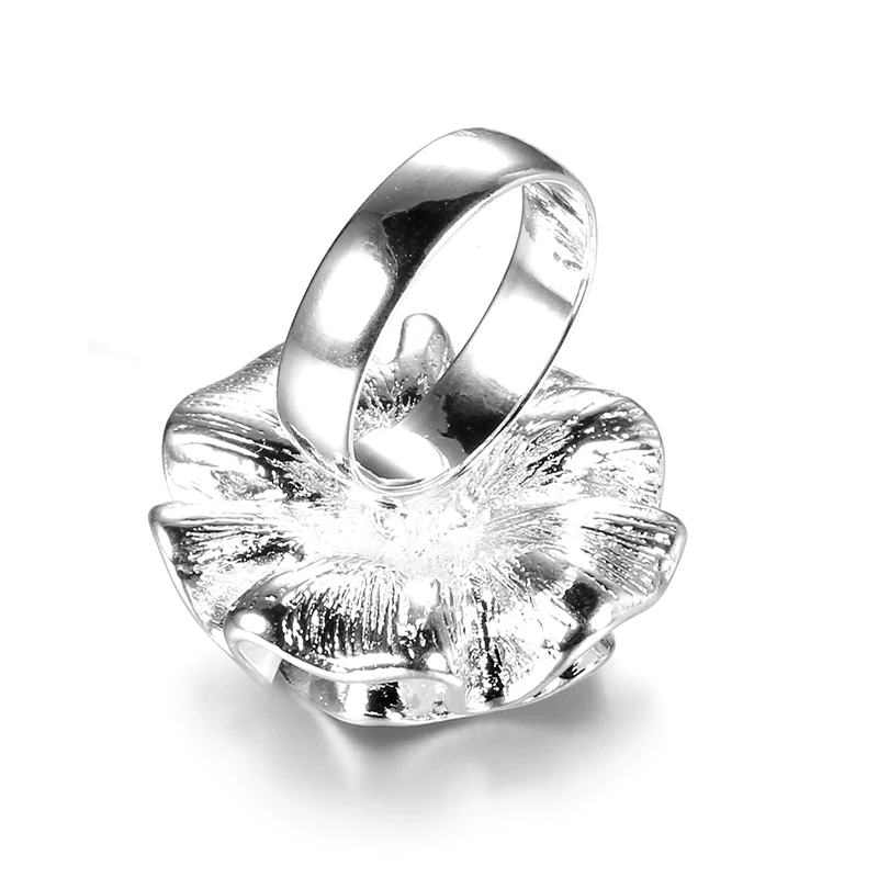 Kinel Hot Fashion White Enamel Rose Ring For Women Gold Color Fold Geometric Model Party Punk Rings Engagement Jewelry