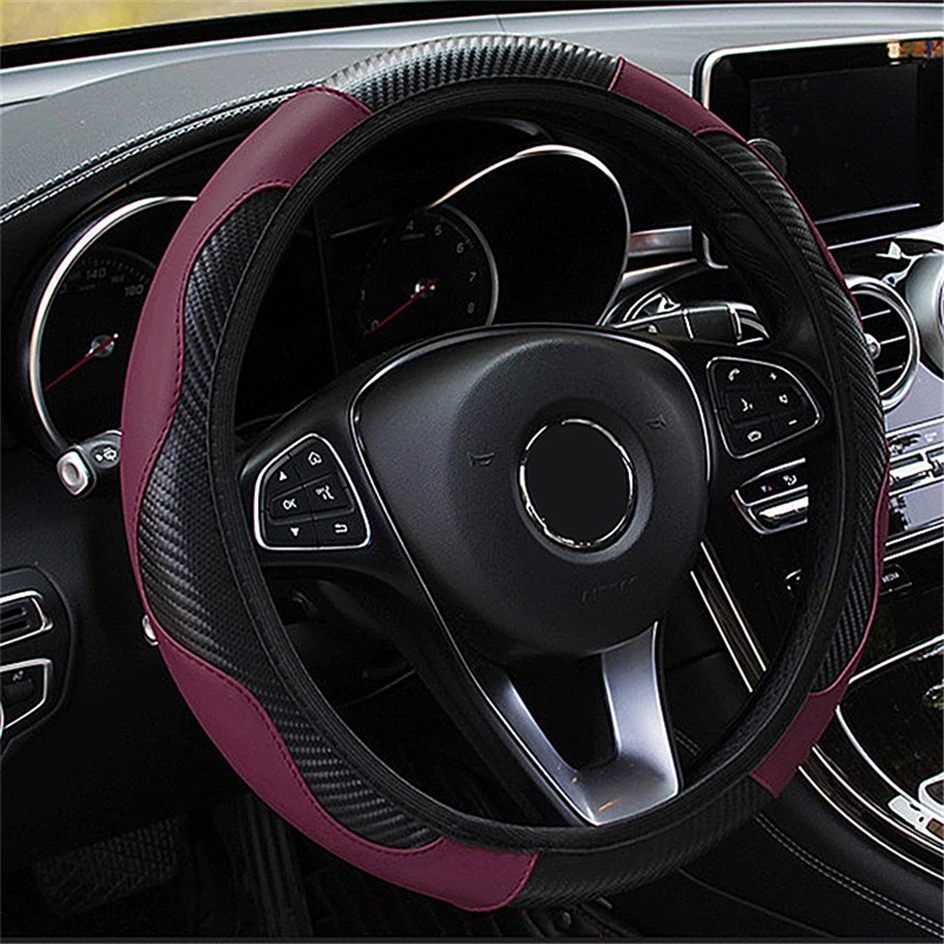 Universal Leather Car Steering Wheel Cover For Peugeot 108 206 207 208 301 307 308 407 2008 3008 4008 508 Anti-Slip Dust-proof steering wheel cover