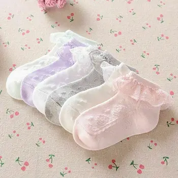

0-5T Girl Newborn Baby Socks Ruffle Lace Frilly Bowknot Non-slip Cotton Ankle Socks