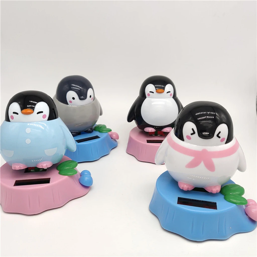 3pcs Cartoon Solar Powered Dancing Swing Figure Penguin Model Toy Dashboard Car Desk Decoration