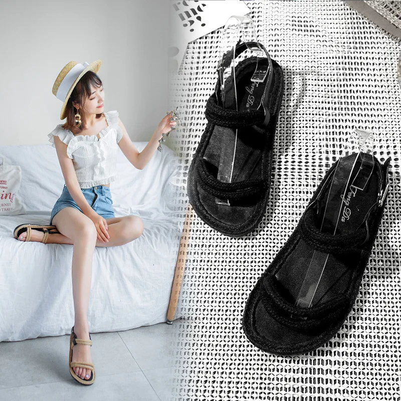

2018 Summer New Style Korean-style Hemp Rope Weaving Sandals Women's Summer Hemp Rope Sandals WOMEN'S Shoes