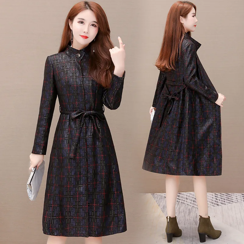 

Plum Mom 2019 Autumn New Style Coat Women's Popular Korean-style Mid-length Waist Hugging Lace-up Fashion over-the-Knee Large Co
