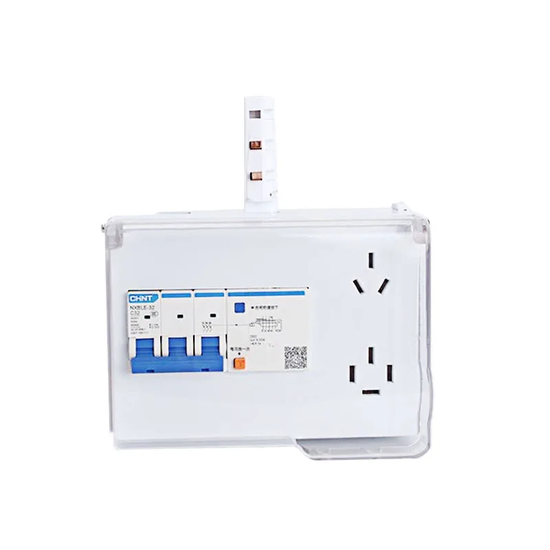 Bus slot for special use Residual-current Circuit Breaker Switch+ Socket 3hole three-phase four-wire assembled socket - Цвет: Белый