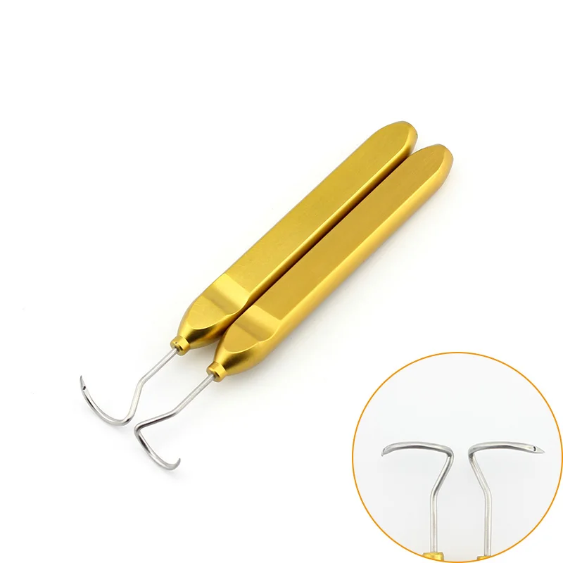 

Puncture guide hook Cosmetic and plastic surgery instruments and tools for skin lifting surgery stainless steel Aureate handle