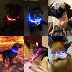 Ошейники для домашних собак, кошек, USB Перезаряжаемый мигающий ночной ошейник, светящийся ошейник, светодиодный светильник, USB ошейник для