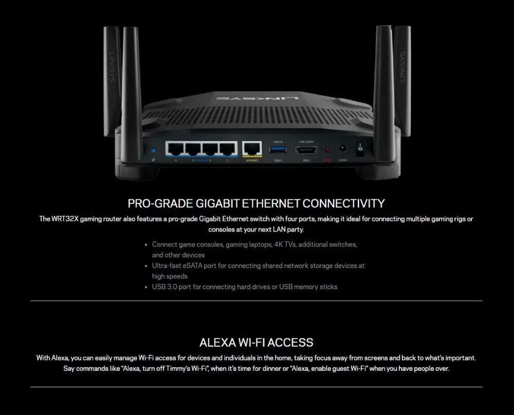 LINKSYS WRT32X AC3200 Dual Band MU MIMO DFS Smart Wi Fi Gaming Router